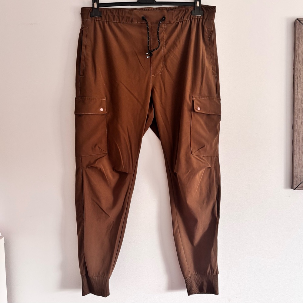 Lightweight Performance Brown Cargo Pants Projek Raw Medium Drawstrings Stretch